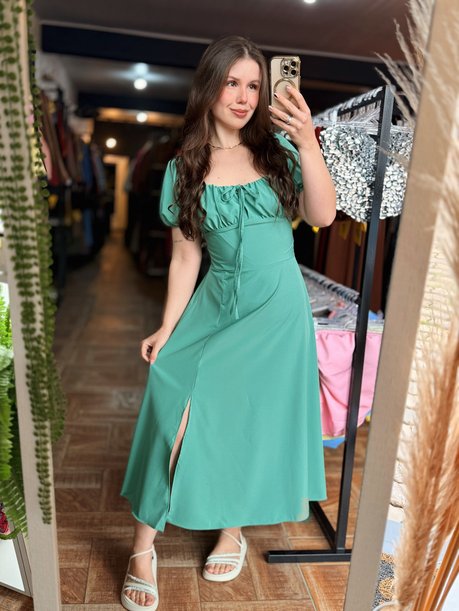 Vestido Camponesa Verde Jade 3233